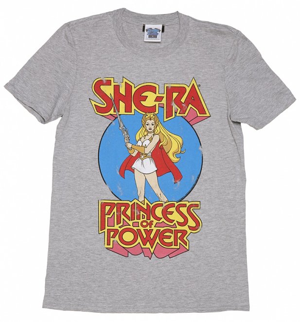 Men's Grey Marl She-Ra Princess Of Power T-Shirt Men's Grey Marl She-Ra Princess Of Power T-Shirt