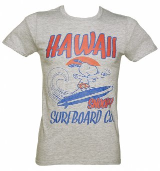 Men's Grey Marl Snoopy Surfboard T-Shirt Men's Grey Marl Snoopy Surfboard T-Shirt