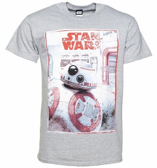Men's Grey Marl Star Wars VIII The Last Jedi BB-8 Reveal T-Shirt Men's Grey Marl Star Wars VIII The Last Jedi BB-8 Reveal T-Shirt