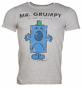Men's Grey Mr Grumpy Mr Men T-Shirt Men's Grey Mr Grumpy Mr Men T-Shirt