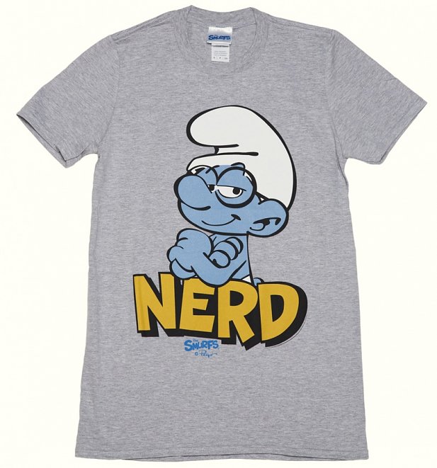 Men's Grey The Smurfs Nerd T-Shirt
