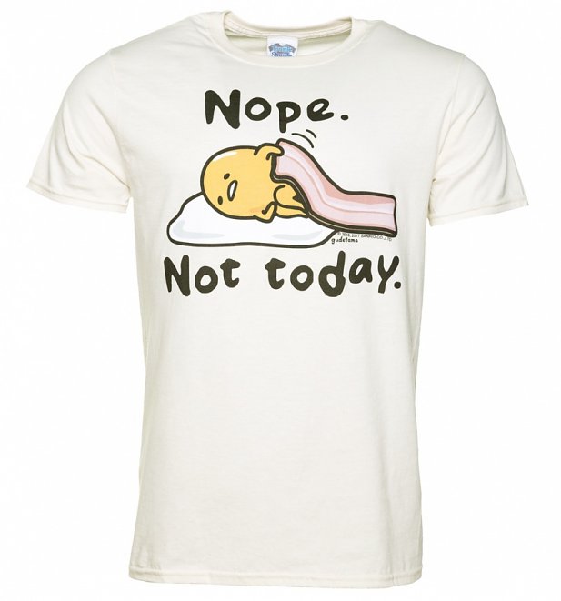 Men's Gudetama Nope Not Today Ecru T-Shirt Men's Gudetama Nope Not Today Ecru T-Shirt
