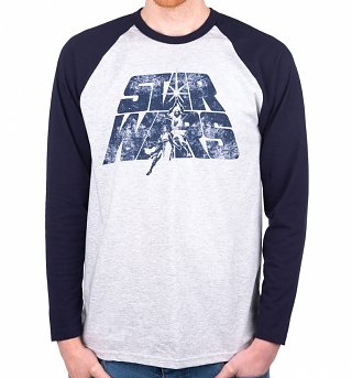 Men's Heather Grey Star Wars Luke & Leia Baseball T-Shirt Men's Heather Grey Star Wars Luke & Leia Baseball T-Shirt