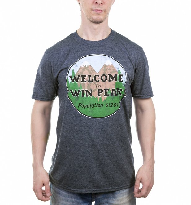Men's Heather Navy Welcome to Twin Peaks Inspired T-Shirt Men's Heather Navy Welcome to Twin Peaks Inspired T-Shirt