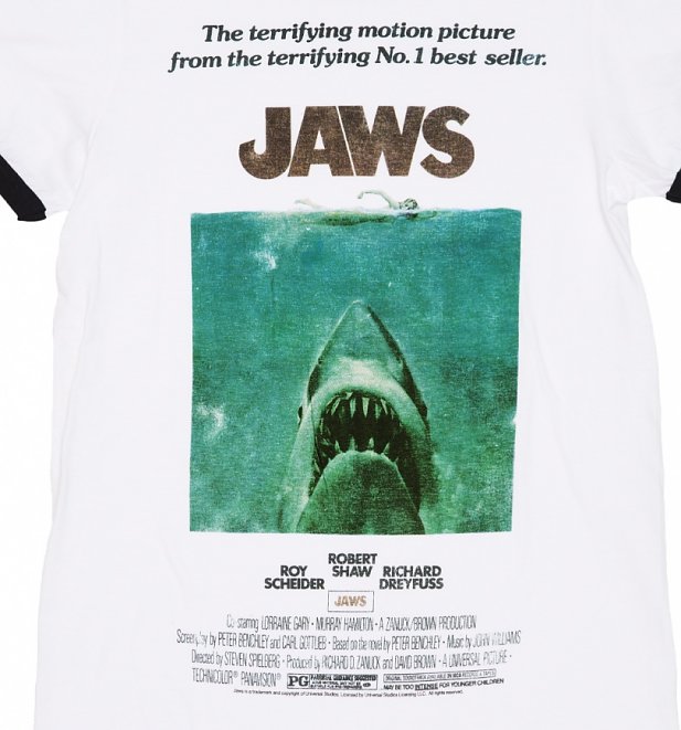 Men's Jaws Movie Poster Ringer T-Shirt Men's Jaws Movie Poster Ringer T-Shirt