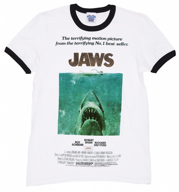 Men's Jaws Movie Poster Ringer T-Shirt Men's Jaws Movie Poster Ringer T-Shirt