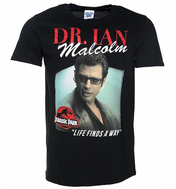 Men's Jurassic Park Dr Ian Malcolm Black T-Shirt Men's Jurassic Park Dr Ian Malcolm Black T-Shirt