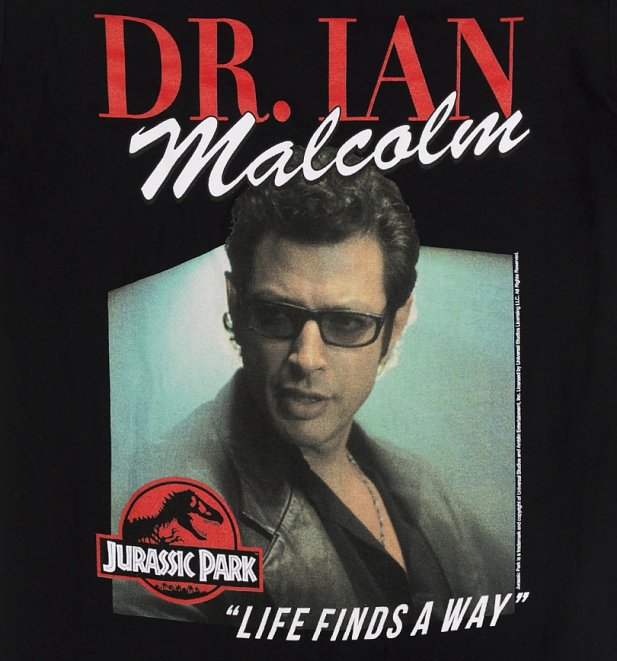 Men's Jurassic Park Dr Ian Malcolm Black T-Shirt Men's Jurassic Park Dr Ian Malcolm Black T-Shirt