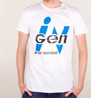 Men's White Jurassic Park Inspired InGen Logo T-Shirt Men's White Jurassic Park Inspired InGen Logo T-Shirt