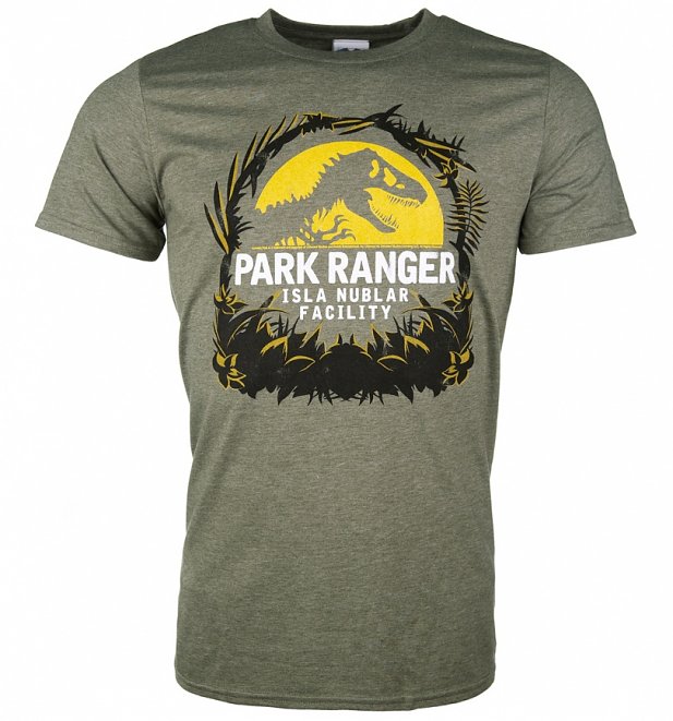 Men's Jurassic Park Isla Nublar Facility Heather Military Green T-Shirt Men's Jurassic Park Isla Nublar Facility Heather Military Green T-Shirt