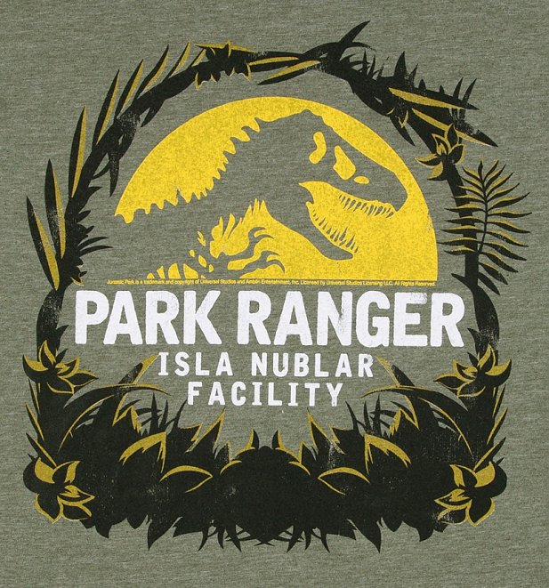 Men's Jurassic Park Isla Nublar Facility Heather Military Green T-Shirt Men's Jurassic Park Isla Nublar Facility Heather Military Green T-Shirt