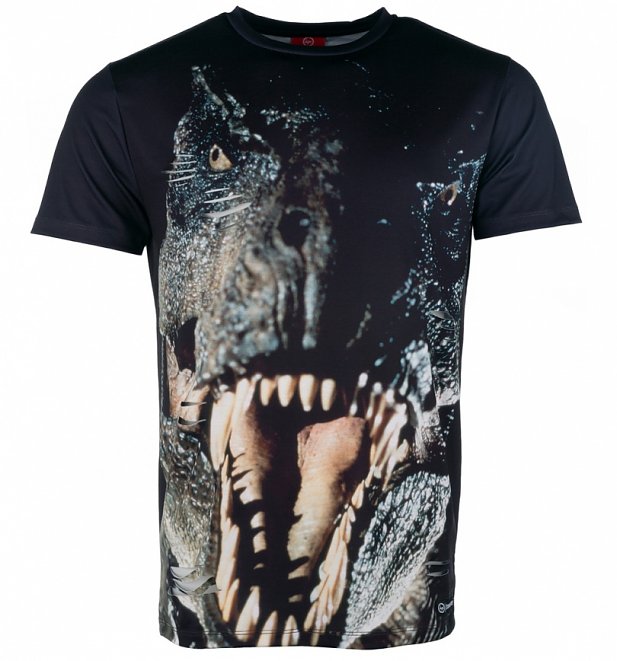 Men's Jurassic Park T-Rex Distressed Sublimation Print T-Shirt from Hype Men's Jurassic Park T-Rex Distressed Sublimation Print T-Shirt from Hype