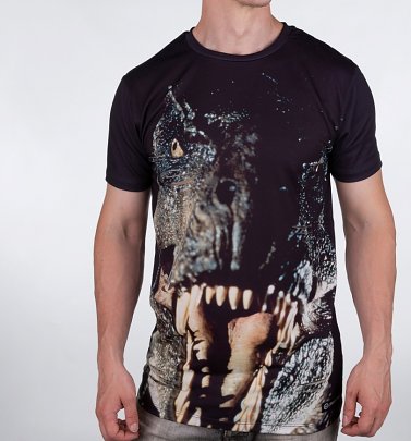Men's Jurassic Park T-Rex Distressed Sublimation Print T-Shirt from Hype Men's Jurassic Park T-Rex Distressed Sublimation Print T-Shirt from Hype