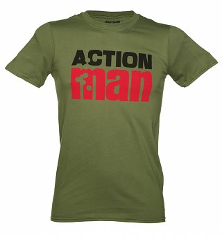 Men's Khaki Distressed Action Man Logo T-Shirt Men's Khaki Distressed Action Man Logo T-Shirt