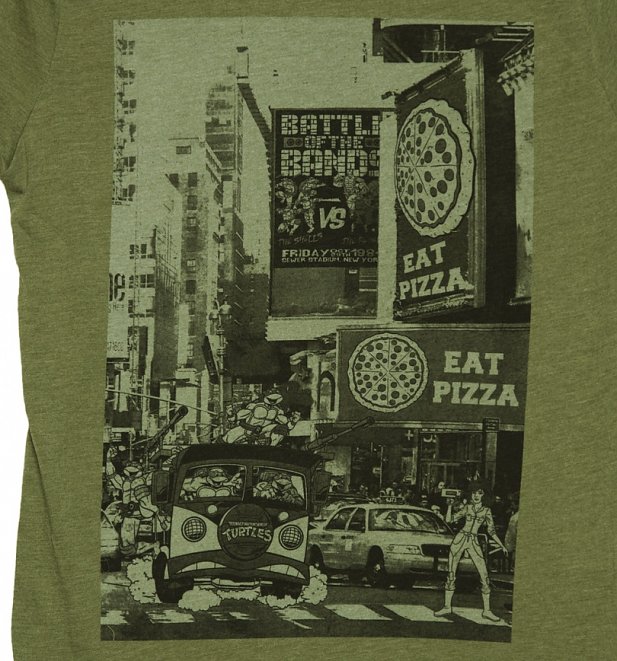 Men's Khaki Eat Pizza Teenage Mutant Ninja Turtles T-Shirt Men's Khaki Eat Pizza Teenage Mutant Ninja Turtles T-Shirt