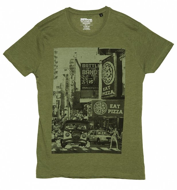 Men's Khaki Eat Pizza Teenage Mutant Ninja Turtles T-Shirt Men's Khaki Eat Pizza Teenage Mutant Ninja Turtles T-Shirt