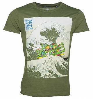 Men's Khaki Teenage Mutant Ninja Turtles Surfing T-Shirt Men's Khaki Teenage Mutant Ninja Turtles Surfing T-Shirt