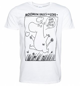 Men's Moomins In Love Comic Strip White T-Shirt Men's Moomins In Love Comic Strip White T-Shirt