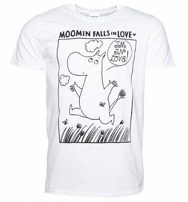 Men's Moomins In Love Comic Strip White T-Shirt Men's Moomins In Love Comic Strip White T-Shirt