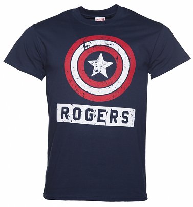 Men's Navy Captain America Steve Rogers Shield T-Shirt Men's Navy Captain America Steve Rogers Shield T-Shirt