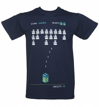 Men's Navy Doctor Who TARDIS And Dalek Invaders T-Shirt Men's Navy Doctor Who TARDIS And Dalek Invaders T-Shirt