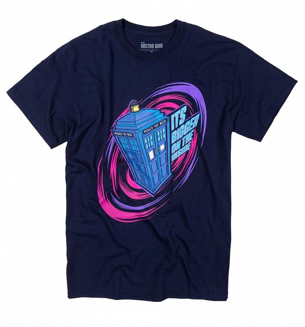 Men's Navy Doctor Who Tardis Bigger On The Inside T-Shirt Men's Navy Doctor Who Tardis Bigger On The Inside T-Shirt