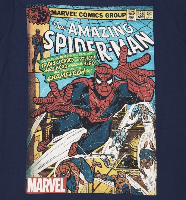 Men's Navy Marvel Spider-Man Comic T-Shirt Men's Navy Marvel Spider-Man Comic T-Shirt