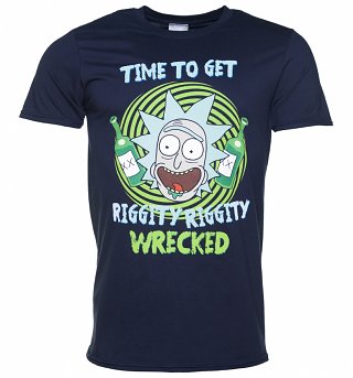 Men's Navy Rick And Morty Riggity Riggity Wrecked T-Shirt Men's Navy Rick And Morty Riggity Riggity Wrecked T-Shirt
