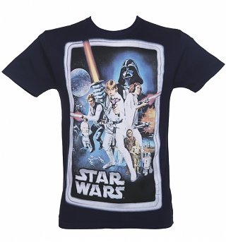 Men's Navy Star Wars A New Hope Poster T-Shirt from For Love & Money Men's Navy Star Wars A New Hope Poster T-Shirt from For Love & Money