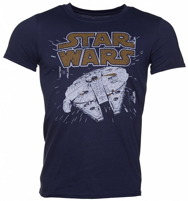 Men's Navy Star Wars Millennium Hyperspace T-Shirt Men's Navy Star Wars Millennium Hyperspace T-Shirt