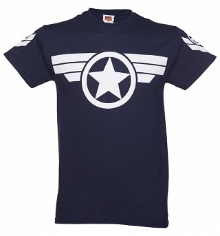 Men's Navy Steve Rogers Super Soldier Captain America Uniform Marvel T Shirt Men's Navy Steve Rogers Super Soldier Captain America Uniform Marvel T Shirt