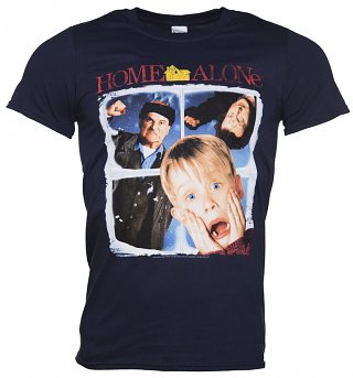 Men's Navy Vintage Home Alone Poster T-Shirt Men's Navy Vintage Home Alone Poster T-Shirt