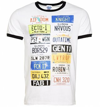 Men's Old School Number Plates Retro Ringer T-Shirt Men's Old School Number Plates Retro Ringer T-Shirt