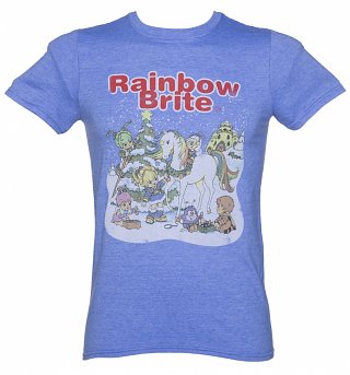 Men's Blue Marl Rainbow Brite Christmas Scene T-Shirt Men's Blue Marl Rainbow Brite Christmas Scene T-Shirt