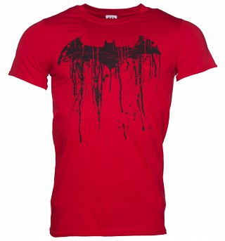 Men's Red Batman Graffiti Logo T-Shirt Men's Red Batman Graffiti Logo T-Shirt