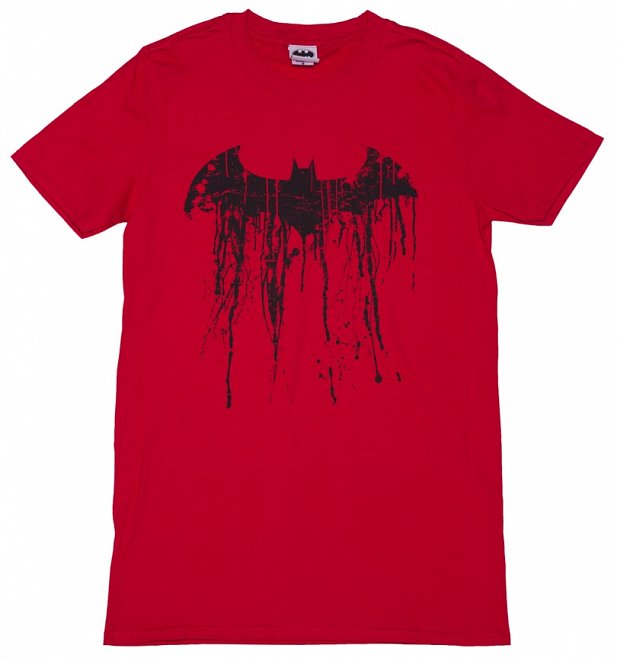 Men's Red Batman Graffiti Logo T-Shirt Men's Red Batman Graffiti Logo T-Shirt