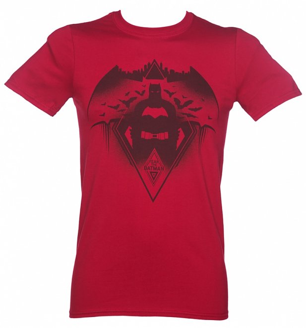 Men's Red Batman V Superman Fear The Batman T-Shirt Men's Red Batman V Superman Fear The Batman T-Shirt