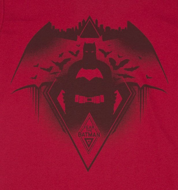 Men's Red Batman V Superman Fear The Batman T-Shirt Men's Red Batman V Superman Fear The Batman T-Shirt