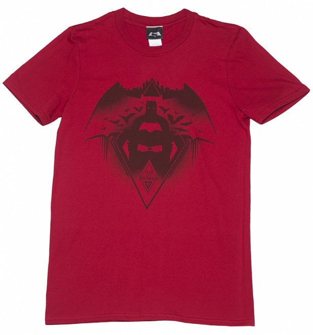 Men's Red Batman V Superman Fear The Batman T-Shirt Men's Red Batman V Superman Fear The Batman T-Shirt