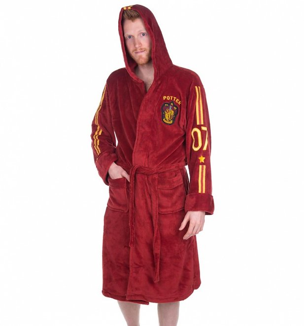 Men's Red Harry Potter Quidditch Hooded Dressing Gown Men's Red Harry Potter Quidditch Hooded Dressing Gown