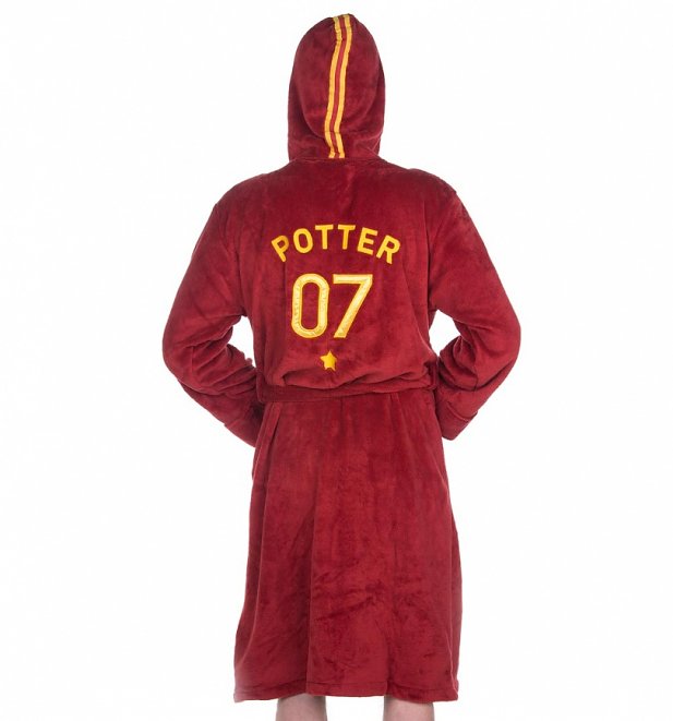 Men's Red Harry Potter Quidditch Hooded Dressing Gown Men's Red Harry Potter Quidditch Hooded Dressing Gown