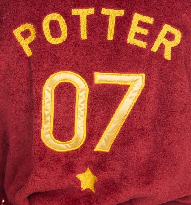 Men's Red Harry Potter Quidditch Hooded Dressing Gown Men's Red Harry Potter Quidditch Hooded Dressing Gown