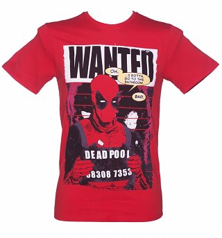 Men's Red Marvel Comics Deadpool Wanted T-Shirt Men's Red Marvel Comics Deadpool Wanted T-Shirt