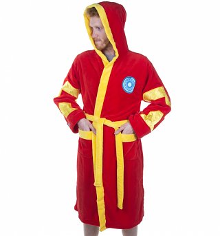 Men's Red Marvel Comics Iron Man Hooded Dressing Gown Men's Red Marvel Comics Iron Man Hooded Dressing Gown