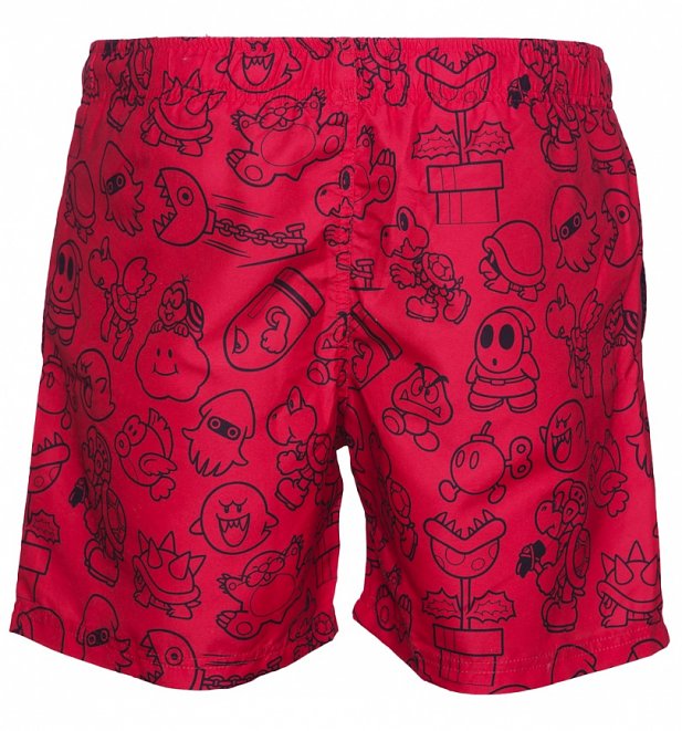 Men's Red Nintendo Mario Brothers Swim Shorts