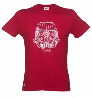 Men's Red Star Wars Stormtrooper Wire Frame T-Shirt from Chunk Men's Red Star Wars Stormtrooper Wire Frame T-Shirt from Chunk