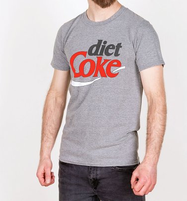 Men's Retro Diet Coke Logo Grey Marl T-Shirt Men's Retro Diet Coke Logo Grey Marl T-Shirt