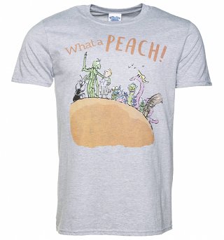Men's Roald Dahl What A Peach Sport Grey T-Shirt Men's Roald Dahl What A Peach Sport Grey T-Shirt