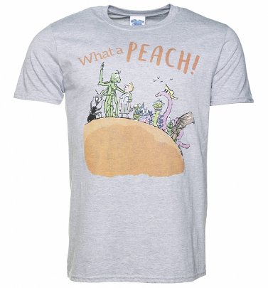 Men's Roald Dahl What A Peach Sport Grey T-Shirt Men's Roald Dahl What A Peach Sport Grey T-Shirt