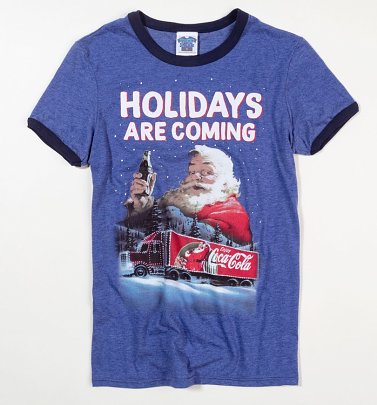 Men's Santa Holidays Are Coming Coca-Cola Ringer T-Shirt Men's Santa Holidays Are Coming Coca-Cola Ringer T-Shirt